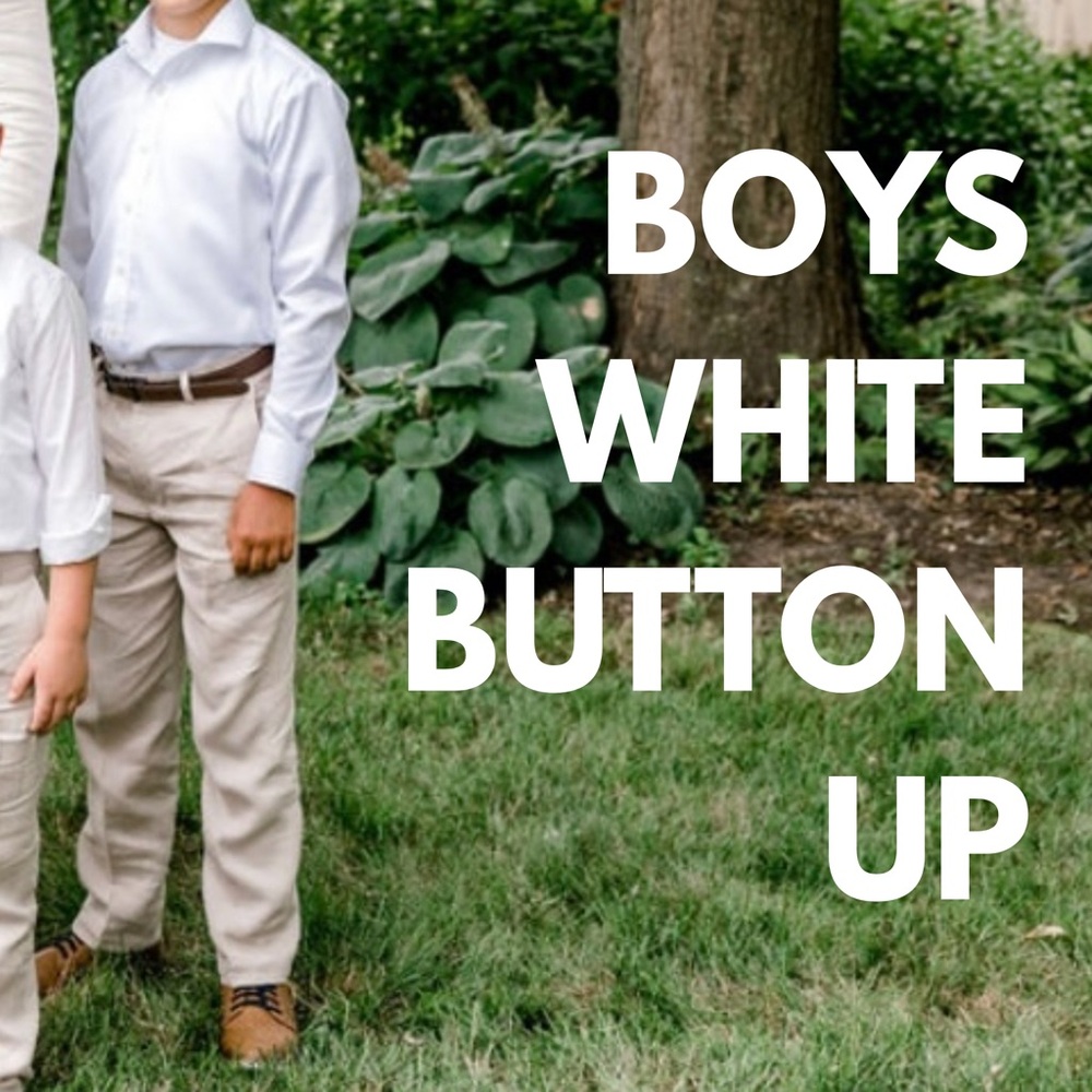 Boys White Button-Up Shirt | Size 14 | Stretch Fabric | Worn Once